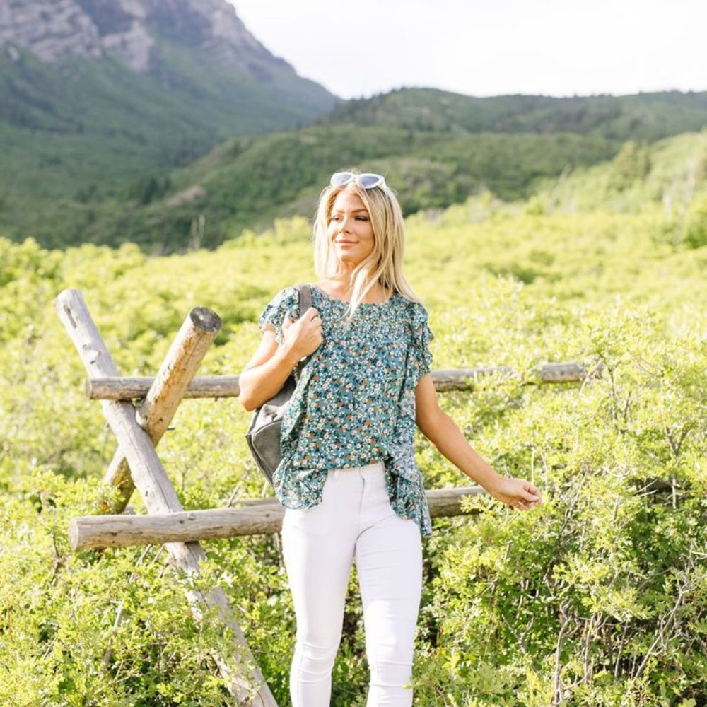 Cascading Ruffles Top In Aqua - Picture 6 of 8